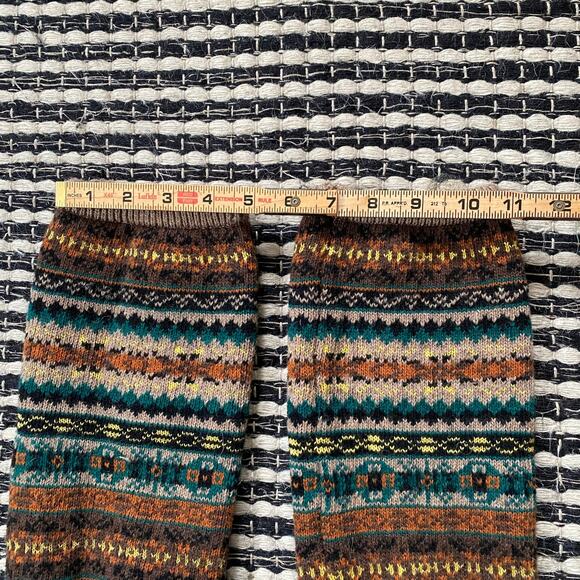 🌿Wool Handmade  Fair Isles Brown Green Leg Arm Sleeve Warners OS - Picture 4 of 6